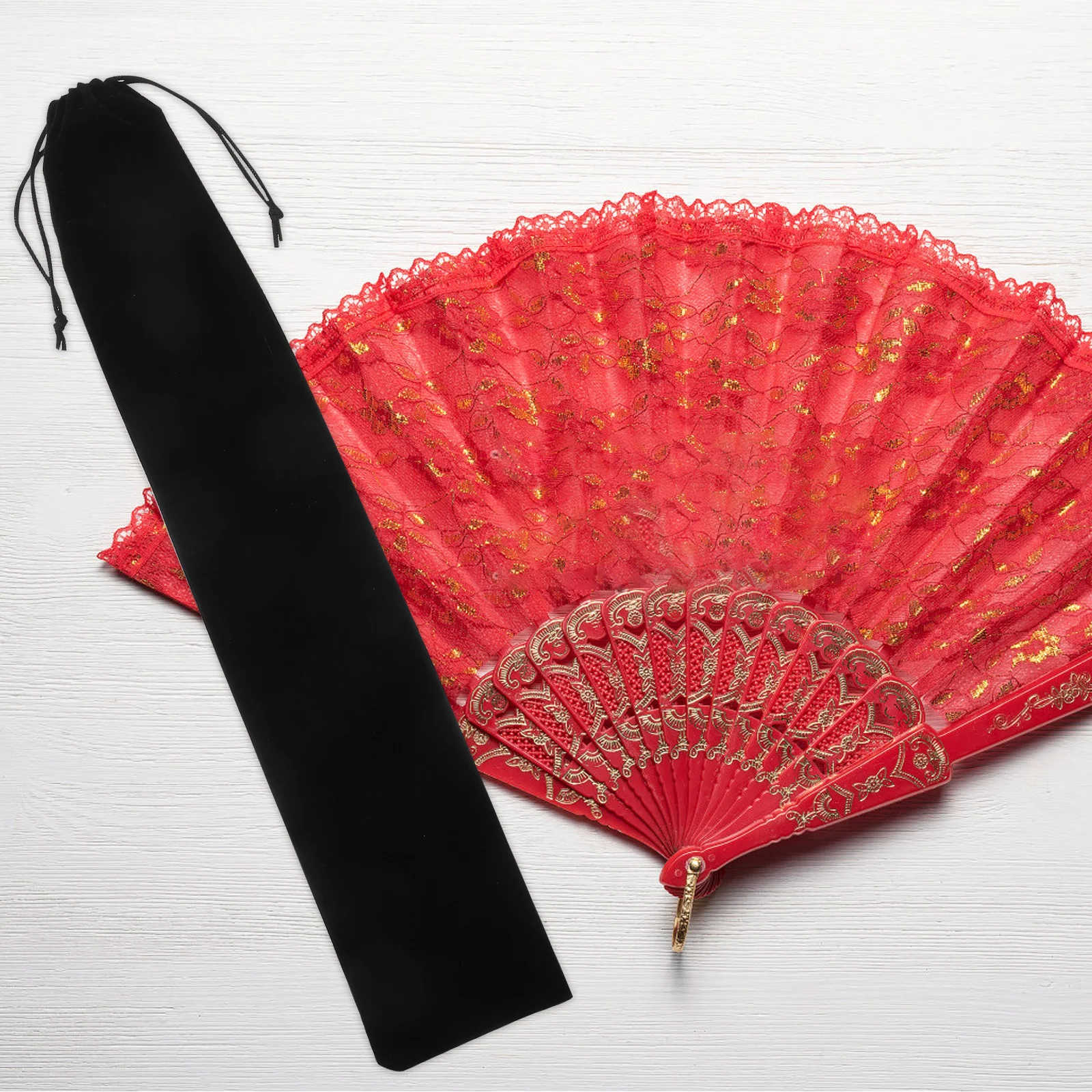 

2pcs Fan Storage Bag Flannel Drawstring Pocket Foldable Hand Fan Cover Organizer Small Bags Handheld Fans Case Sports Pouch