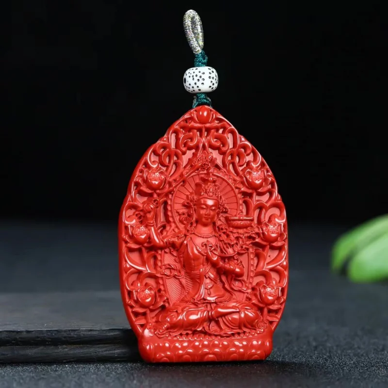 Natural Cinnabar Zodiac Natal Buddha Fidelity Raw Ore Red Sand Eight Patron Saints Dragon Birth Year Pendant for Women