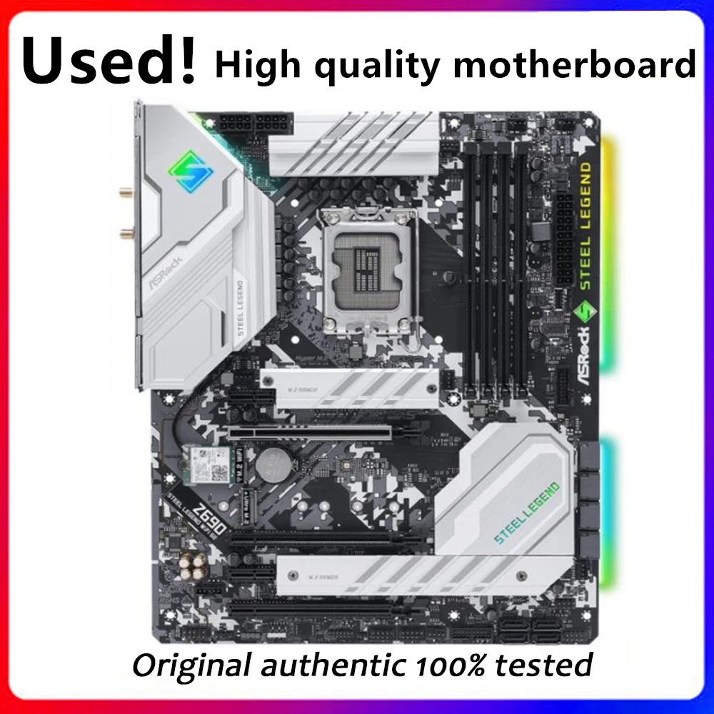 

Для ASRock Z690 Steel Legend WiFi 6E оригинальный рабочий стол для Intel Z690 DDR4 материнская плата LGA 1700 i7/i5/i3 б/у материнская плата