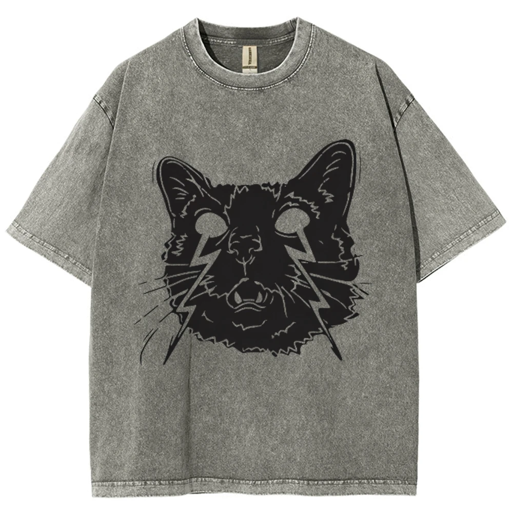 Vicious Cat  Men's weatshirt Vintage Oversized Hip Hop Hoodies Color Contrast Round Neck Chic Tops Pullover Clothes Unisex