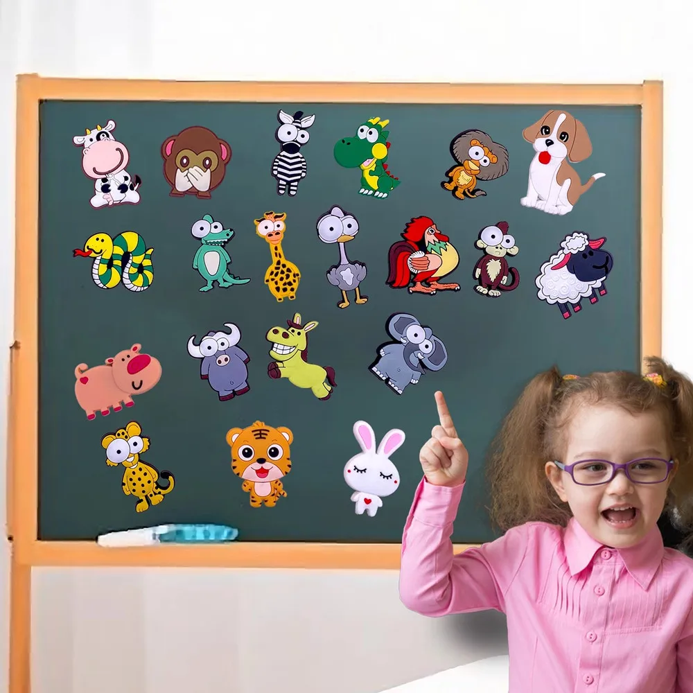 

2025 New Cartoon Fridge Magnets for Child Cute Animal Decorative Magnet for Refrigerator School Locker Decor PVC Magnetic Magnet