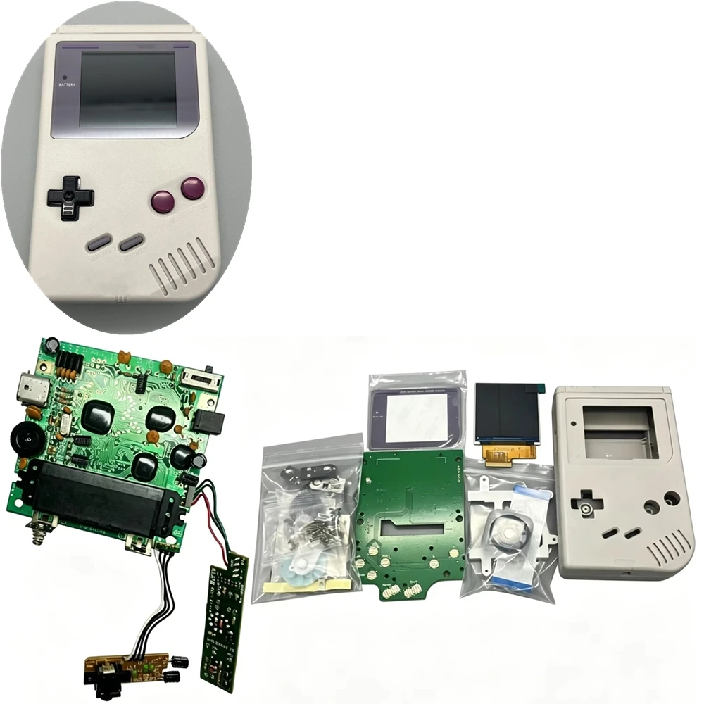 GB Handheld Game Console Accessory Kit 2.6/2.45 Inch IPS LCD Screen+GB DMG Motherboard+New Replacement Shell for Game Boy DMG
