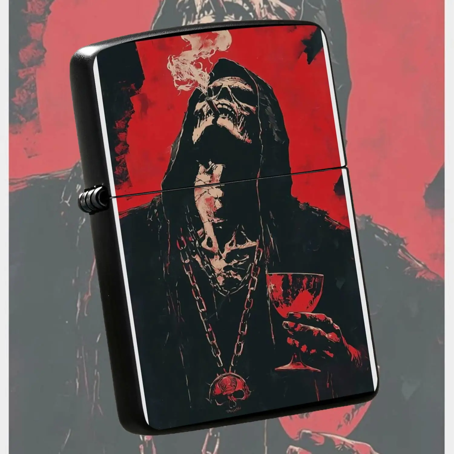Dark Red Skeleton Themed Creative Portable Lighter, Trendy Atmospheric Daily Carry Accessory, Suitable For All Scenarios, Perfect Unique Gift For Friends And Hobbyists, Cool Collectible Desktop Ornament For Daily Use A Humorous And Interest