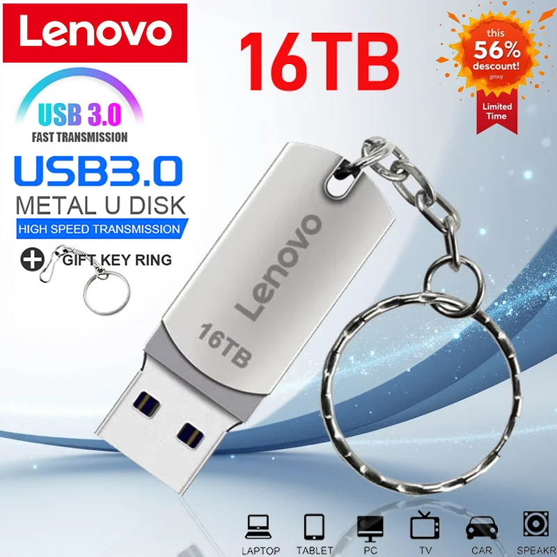 

Lenovo 16TB USB 3.2 Pen Drive 8TB 4TB High Speed Transfer Metal Portable SSD Pendrive Cle U Disk Flash Drive Memoria USB Stick