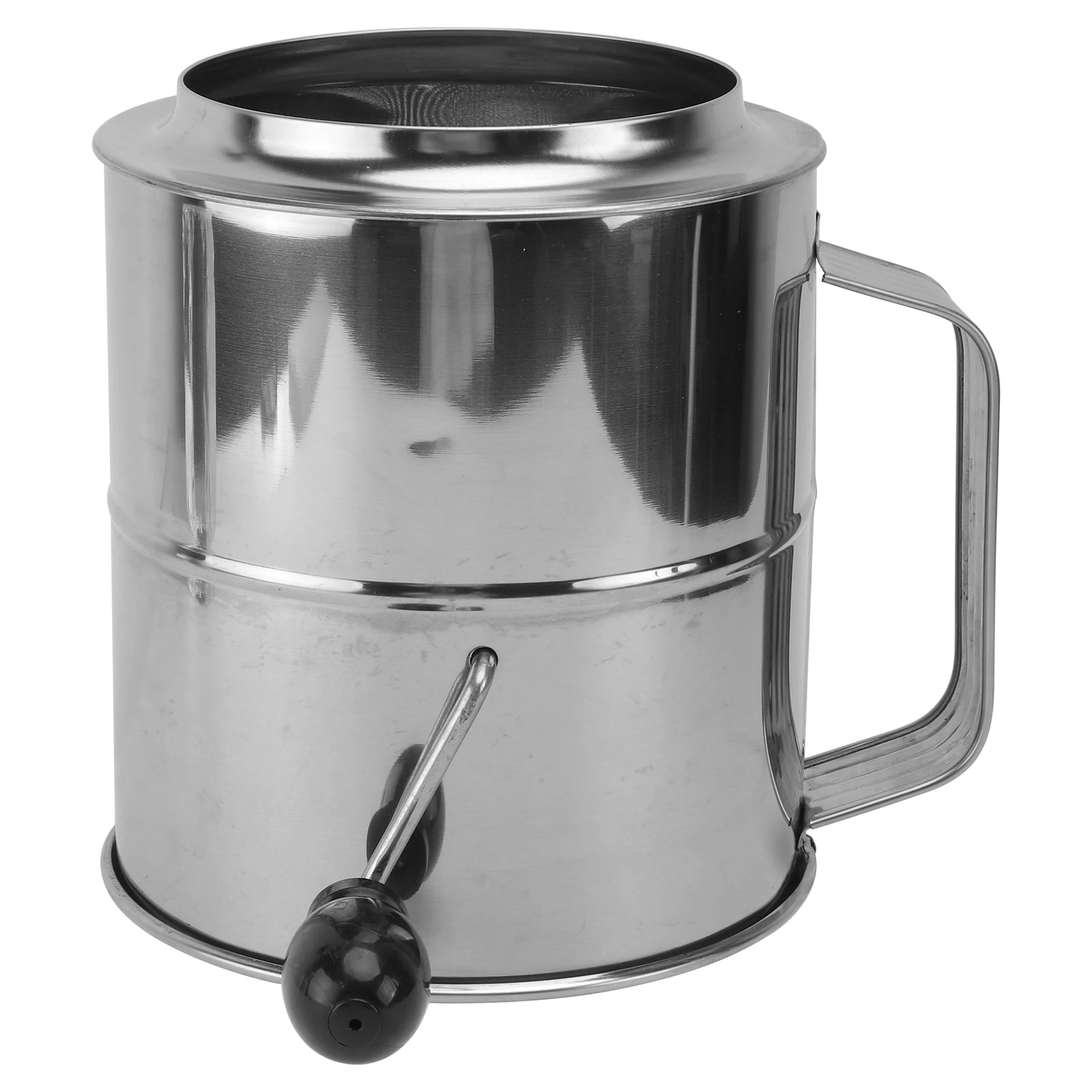 

1pc Stainless Cranked Flour Sifter Sieve for Baking Powder Cocoa Seasoning Dense Mesh Cup Design Large Capacity