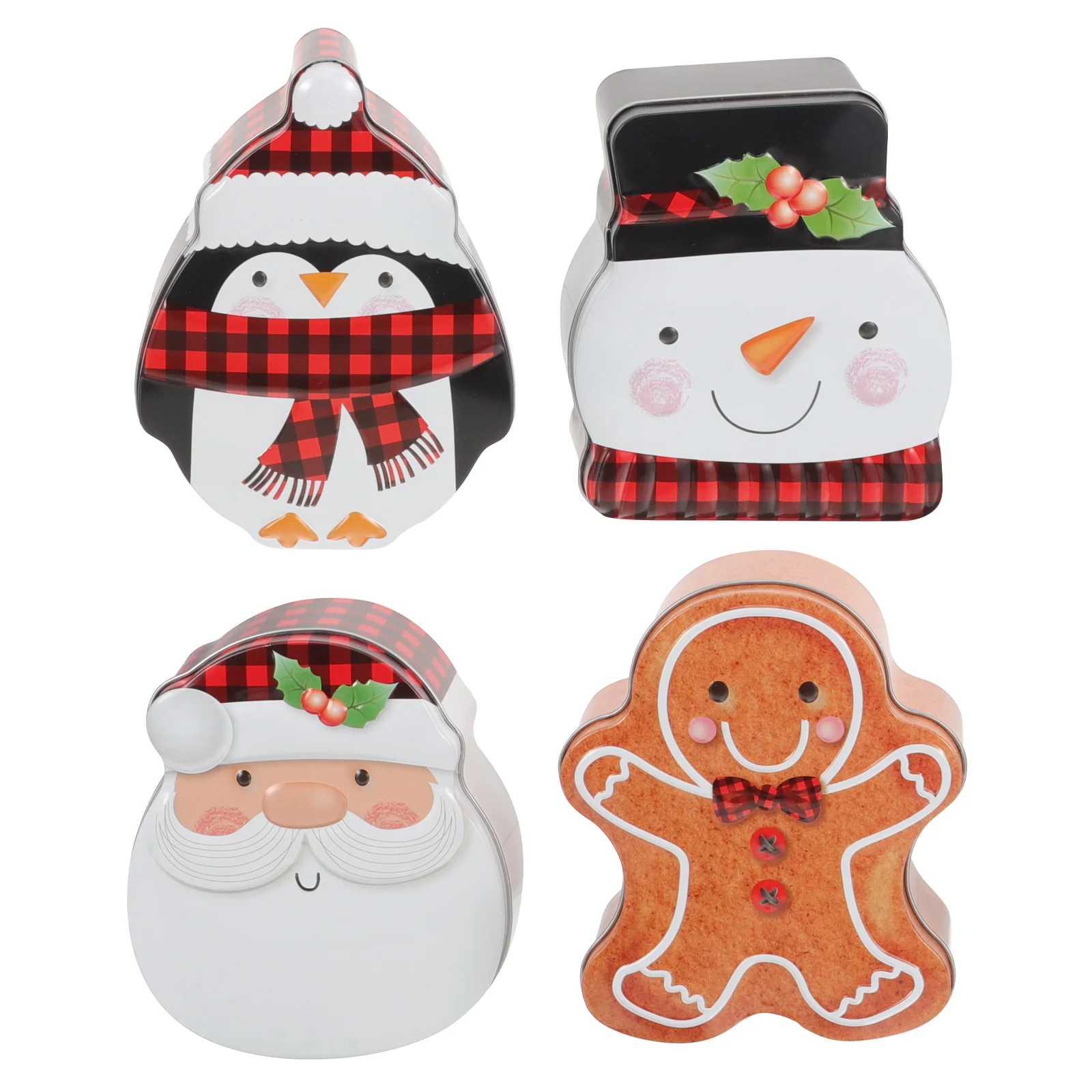 

4 Pcs Christmas Tinplate Gift Box Cookie Tins Can Packing Biscuits Boxes Wrought Iron Wedding Candy Storage Small for Holder