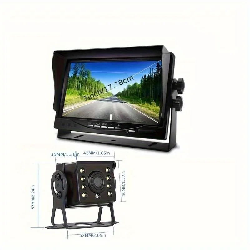 7Inch U-Shaped Display Rear View Monitor Kit with 8LED Backup  Wide AngleParking Assistant for Buses Trucks RVs Pickups