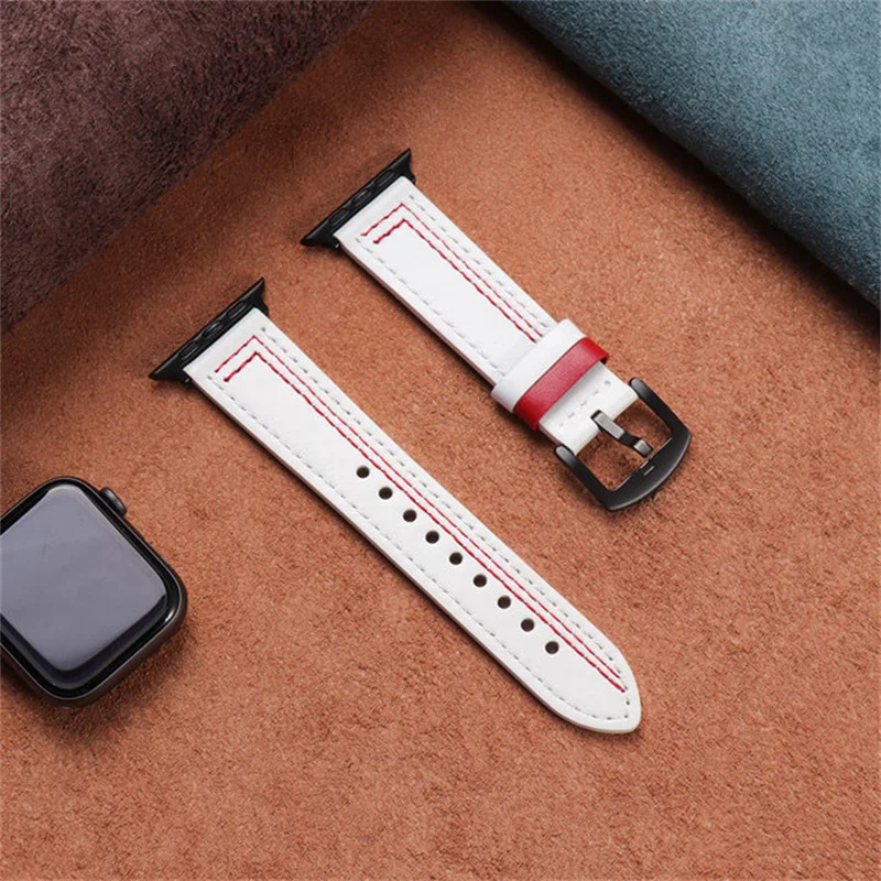 Leather watch strap For Apple Watch band 44mm 40mm 49mm 45mm 41mm 42mm correa belt bracelet iWatch series 9 8 7 6 5 3 SE ultra 2