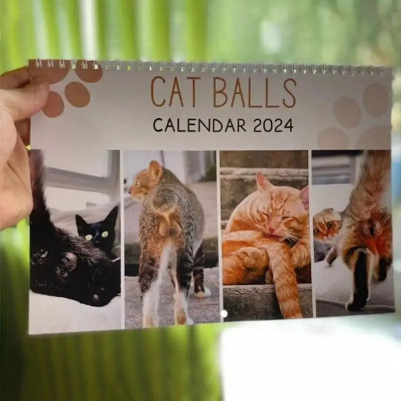 2024 Small Cats Buttholes Balls Calendar Hilarious Hangable Monthly Cats Calendar Funny Home Decoration Christmas New Year Gift