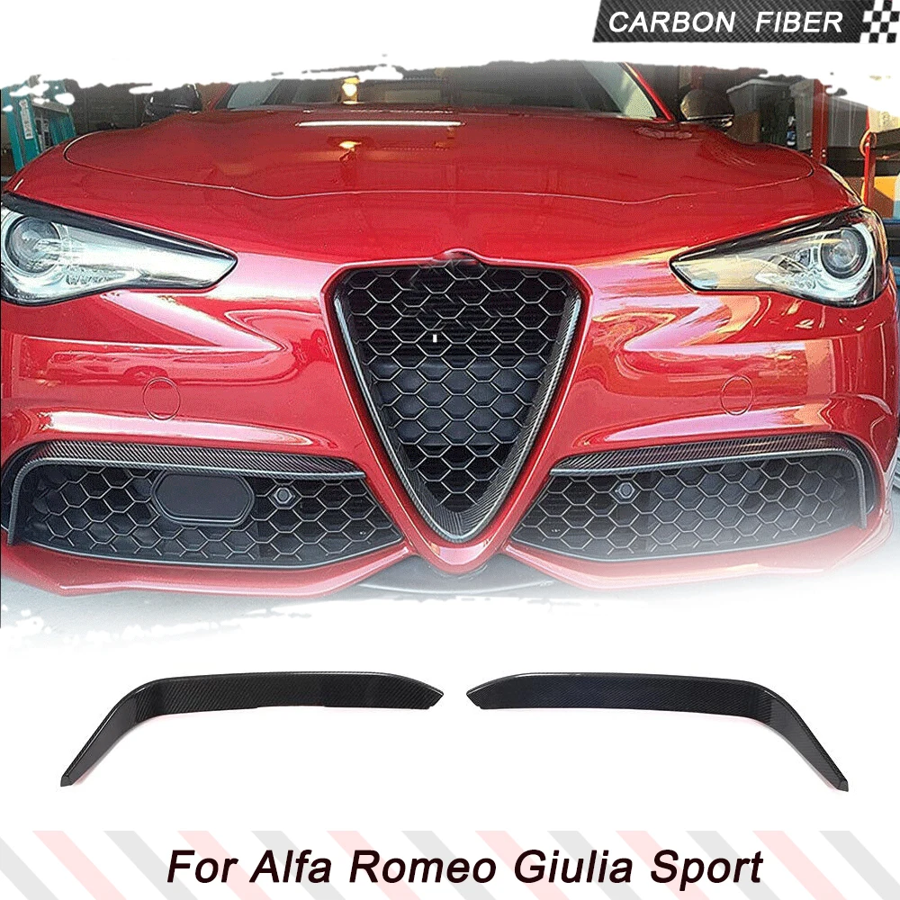 Car Front Bumper Canards Fins Fog Light Covers for Alfa Romeo Giulia Sport 2016 - 2021 Car Front Splitters Carbon Fiber