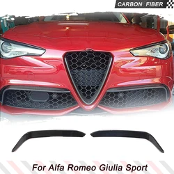 Car Front Bumper Canards Fins Fog Light Covers for Alfa Romeo Giulia Sport 2016 - 2021 Car Front Splitters Carbon Fiber