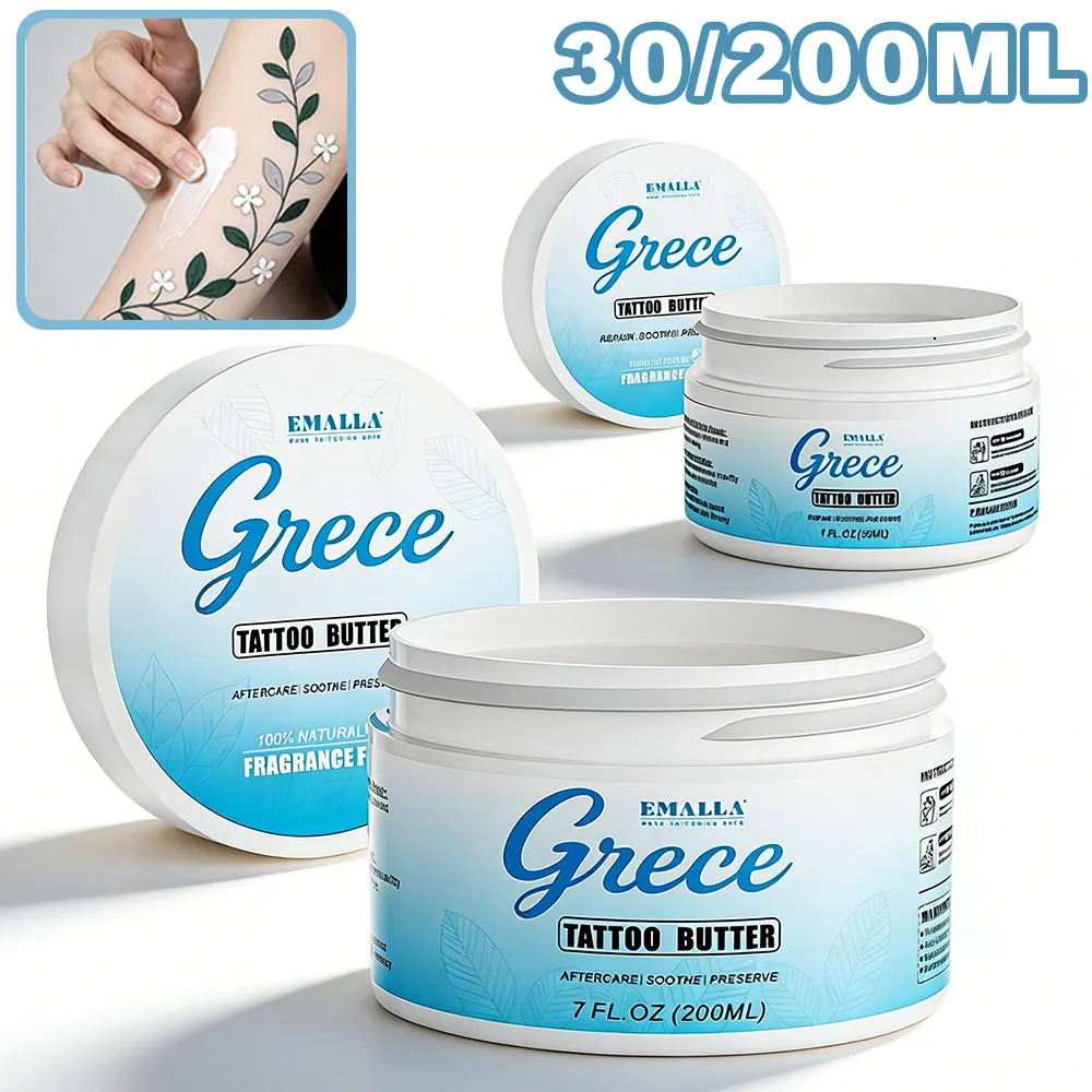 

30/200ML EMALLA Grece Tattoo Butter Balm Tattoo Ink Color Enhancement Cream with Natural Ingredients Tattoo Aftercare Supply