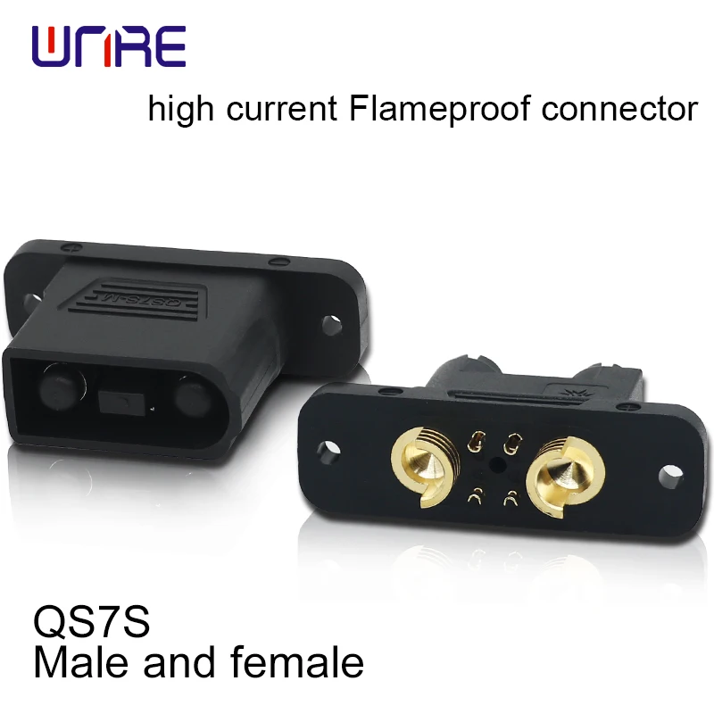 1PCS QS7S 80A High Power Flameproof Connector Gold-Plated Brass UL94-V0 for Heavy Machinery/EV Superchargers/Industrial UPS