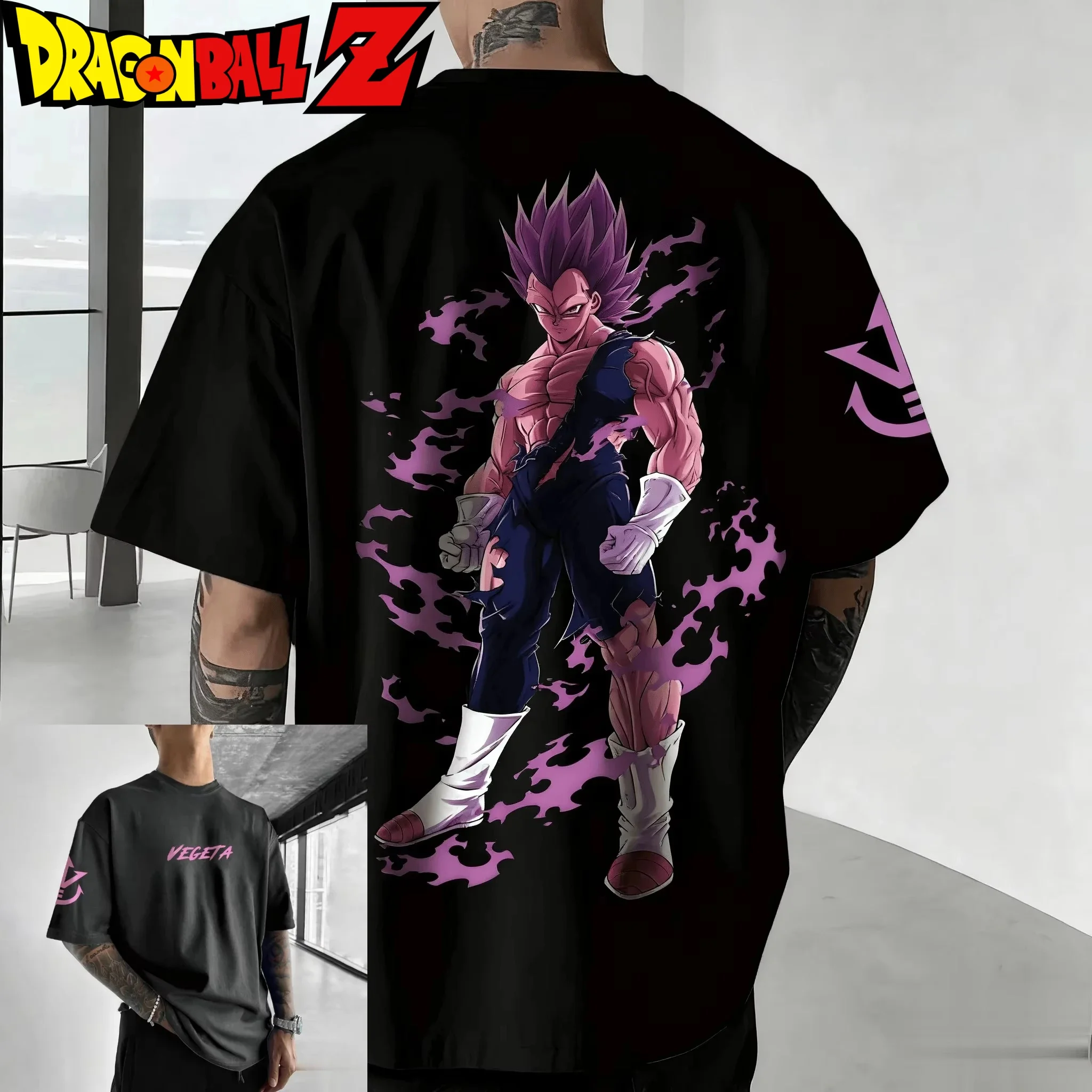 Dragon Ball Anime Vegeta Printed T-shirt 2025 Summer New Men's Women's Harajuku Y2K Large Casual Loose Pure Cotton T-shirt