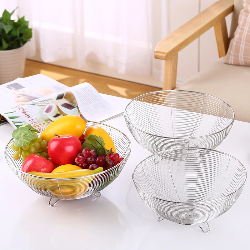 Fruit And Vegetable Basket Serving Tray Round Vegetable Stand Holder Fruit Storage Basket For Snacks Fruits Lemon Breads Potato