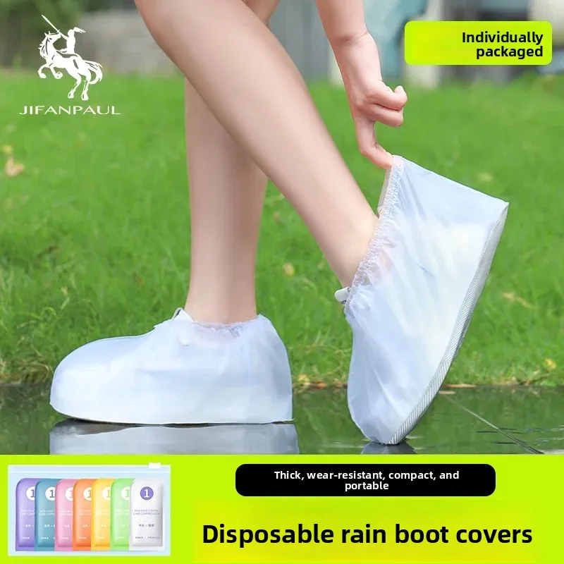 Disposable Thickened Waterproof Non-Slip Men's Rain Boot Covers Portable Adult Rain Boots for Rainy Days Easy to Wear And Remove