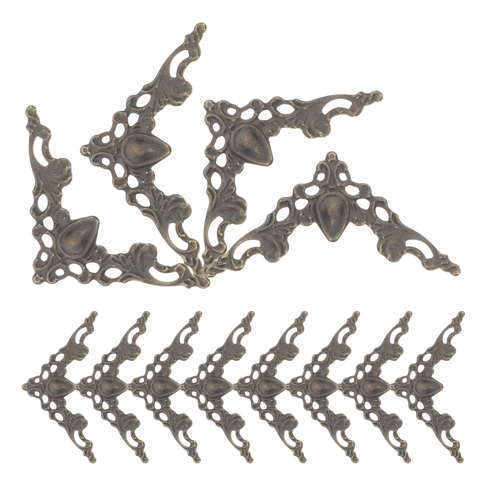 12Pcs Easy Install Iron Corner Protectors for Furniture Photo Frames Vintage Style Table Corner Covers Photo Edge Protector