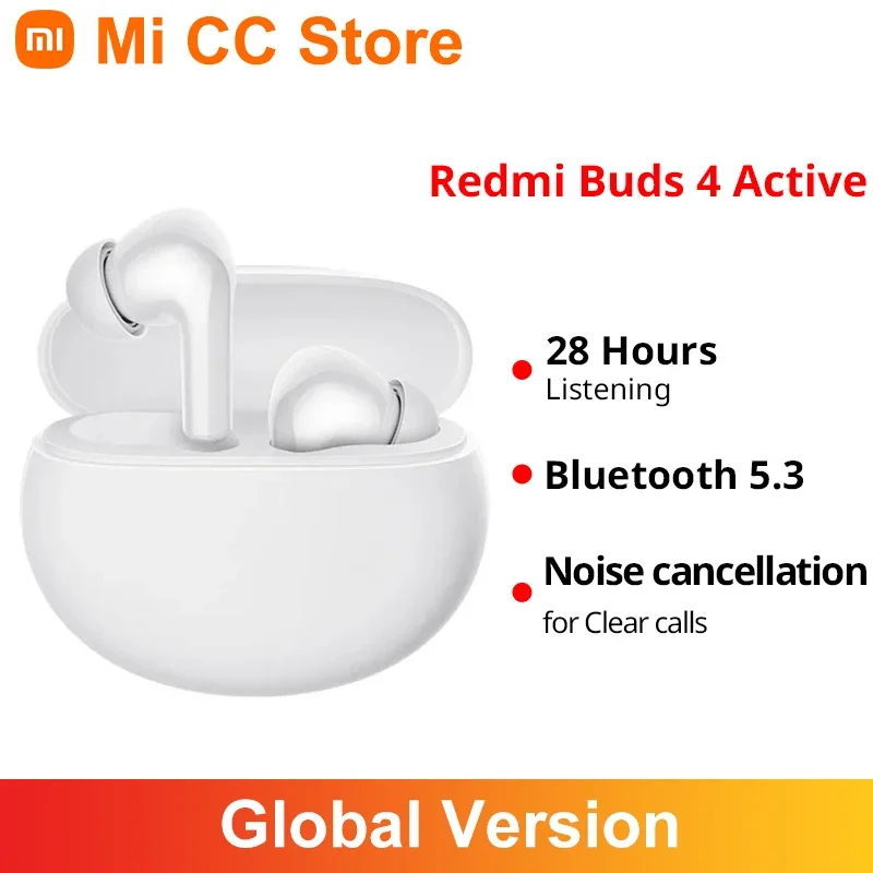 Global Version Redmi Buds 4 Active Earbuds Up to 28 Hours Listening Bluetooth 5.3 Noise Cancellation for Clear Calls