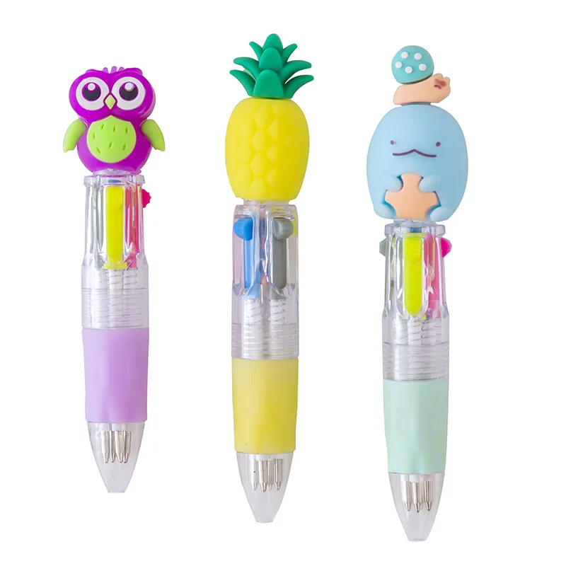 11pcs Mini Cartoon 4 Colors Ballpoint Pen Multicolor Ballpoint Pens School Office Student Supply Children Gift Stationery