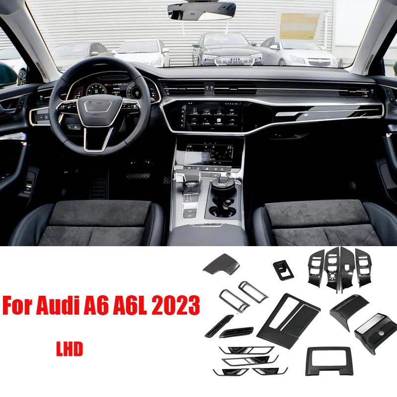 For Audi A6 A6L 2023 Car Interior window lift button swtich cover Center Gear Shift Panel Cover rear air vent an-kick cover