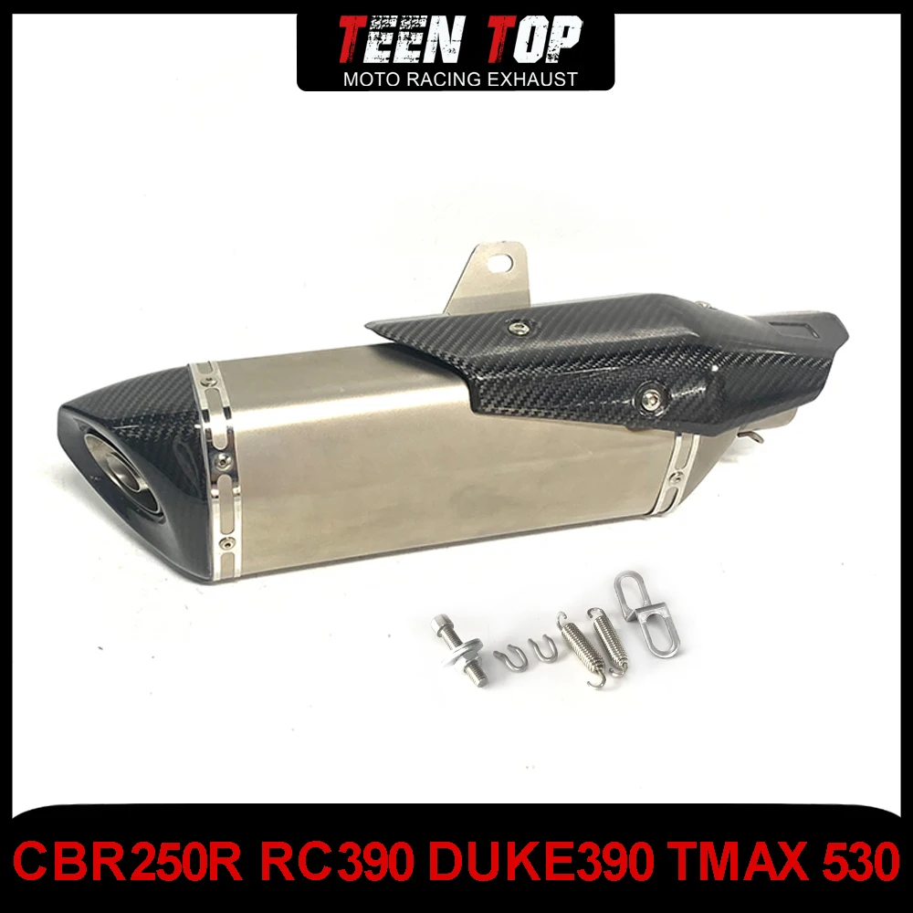 Motorcycle Exhaust Escape System 51mm CBR250R RC390 DUKE390 TMAX 530 G310 Carbon Fiber Exhaust Muffler with DB Killer