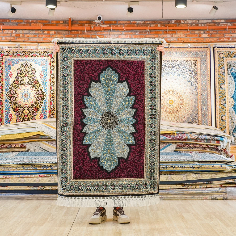 

Турецкий ковер 91x137 см, красный, восточный, шелковый, ручной работы, в стиле Султан