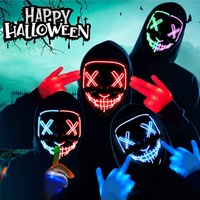 Scary Halloween Cosplay Light up Purge Mask Halloween Masquerade Party LED Face Masks for Men Women Mask Glowing in Dark