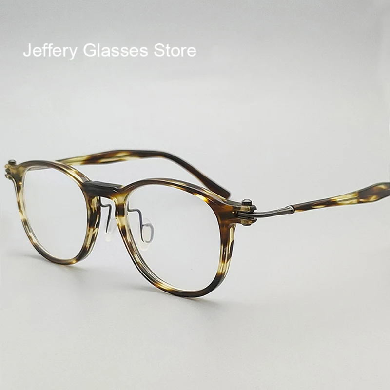 

Japanese Handmade Acetate Titanium Glasses Frame Vintage Square Men Prescription Eyeglasses Myopia Blue Light Eyewear Gafas