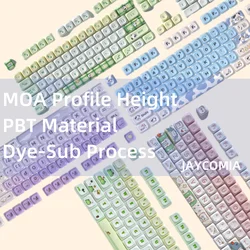 JCM MOA Profile PBT Keycaps 140 Keys Cow Theme White Blue Keycap Drunk Deer A75 for Mechanical Gaming Keyboard Free Shipping