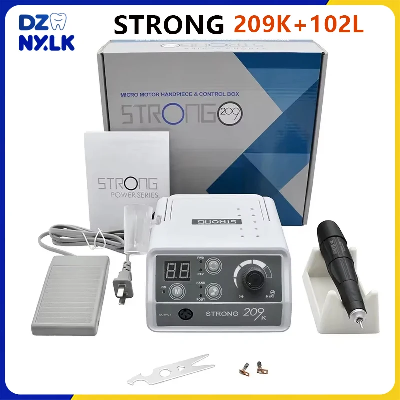 STRONG 209K Dental Polishing Machine Micromotor+102L Handle 45000RPM Dental Jewelry Polishing Electric Engraving Machine Tools