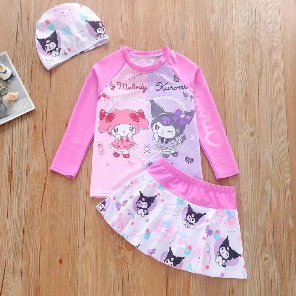 

Anime Sanrio Kuromi Kid Swimsuit Girl My Melody Cartoon Sunscreen Split Body Quick Drying Swimwear Hot Spring Outdoor Beach Gift