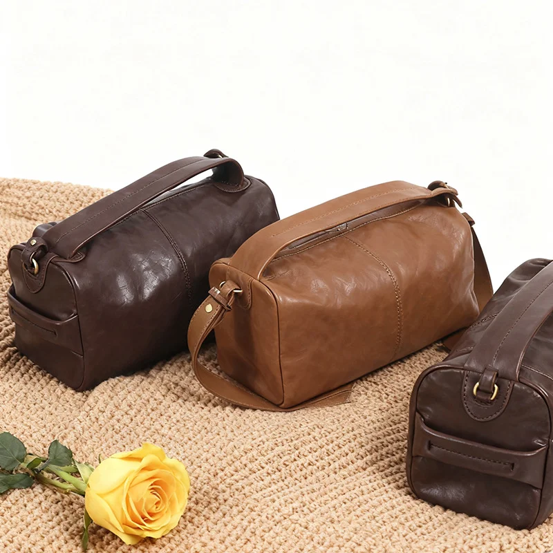 

New Trendy Design Pillow Bag Women's Handheld Bag Vegetable-tanned Leather Commuter Versatile Single Shoulder Crossbody Bags