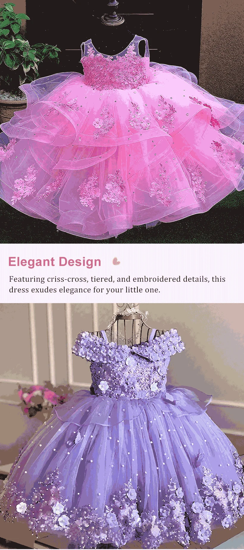 Luxus Prinzessin Applikation Blumenmädchenkleider für Hochzeit Tüll Perlen Ball Kinder Festzug Kleid Geburtstagsfeier Erstkommunion tragen – Detail 13