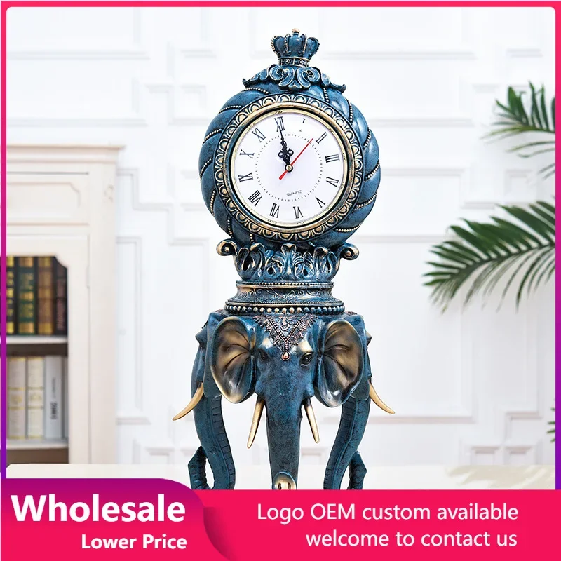 

Desk Clock Vintage Creative European-style Desktop Ornaments Animal Elephant Living Room Office Bedroom Home Decoration