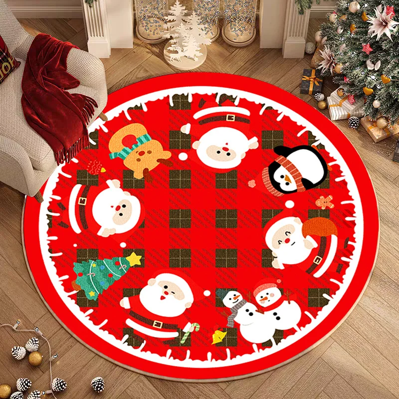 

VIKAMA Christmas Collection Round Rug Living Room Floor Mat Bedside Rug For Bedroom Stain-Resistant And Waterproof Home Decor