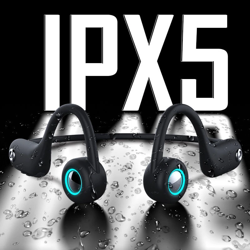 True Bone Conduction Headphones IPX5 Waterproof Bluetooth Wireless Earphones Sports Headset Light Night Running