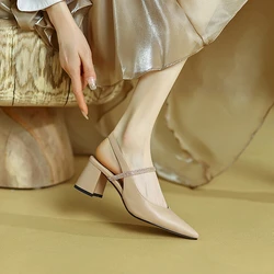 2023 lato/wiosna kobiety buty Pointed Toe Chunky Heel kobiety sandały stałe eleganckie szpilki kożuch buty damskie buty i zabawy