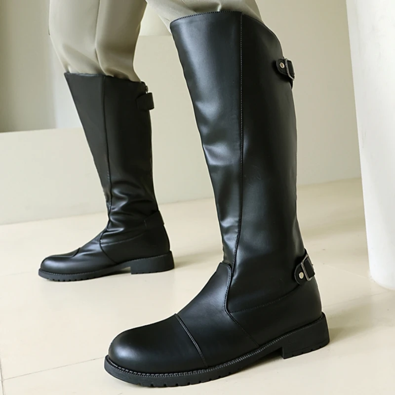 

Women's Knee High Boots 2025 Winter Snow Boots Warm Low Heels Black Long Riding Boot Autumn Footwear Shoes Unisex Large Size 49