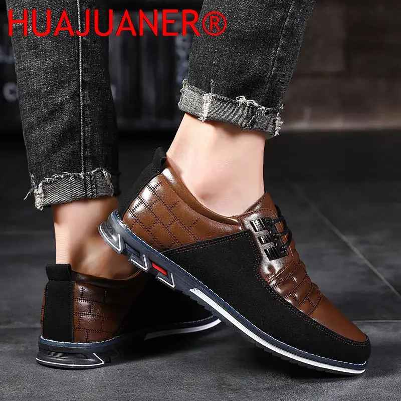 Chaussures en cuir respirantes pour hommes, baskets plates décontractées, chaussures de marche de loisirs, Parker rond, outillage à la mode, adultes, grande taille, 47, 48, nouveau