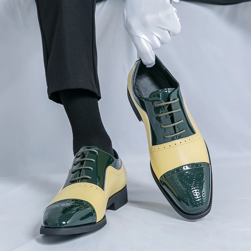 Gentlemen's Leather Shoes Classic Men's British Style Oxford Formal Shoes Genuine Leather Handmade Lace Up Formal Wedding Shoes image 4