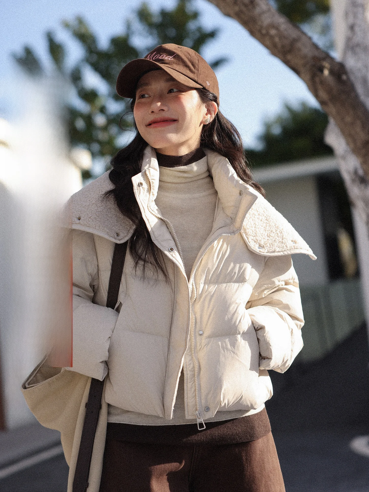 

Warm ort White Du down Jaet Women's Winter Coat Bread Sle Outerwear Casual Faion Thiened Long Sve Zipper