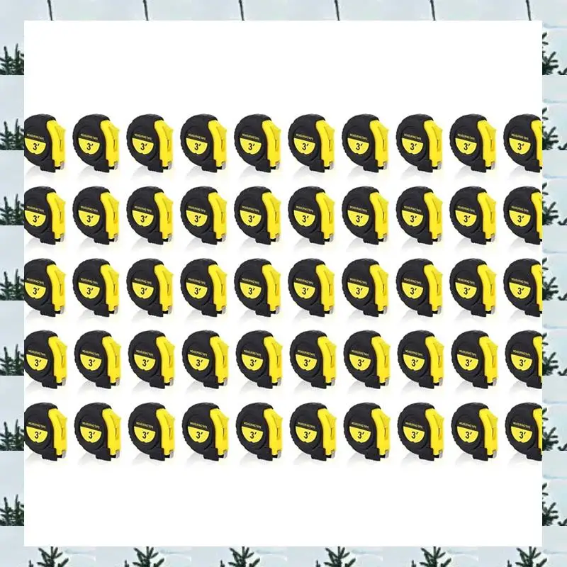 

ABLG 50 PCS Mini Measuring Tape Retractable Key Chain Tape Black & Yellow Plastic 3 FT Measure Easy Read Measuring Tape Bulk Set