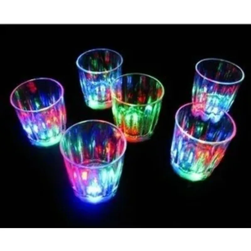 Mini LED Flashing Plastic Beverage Wine Drink Cup Home Bar Decorative Party Club Mug Color Flashing Light Whisky Mug Drinkwares