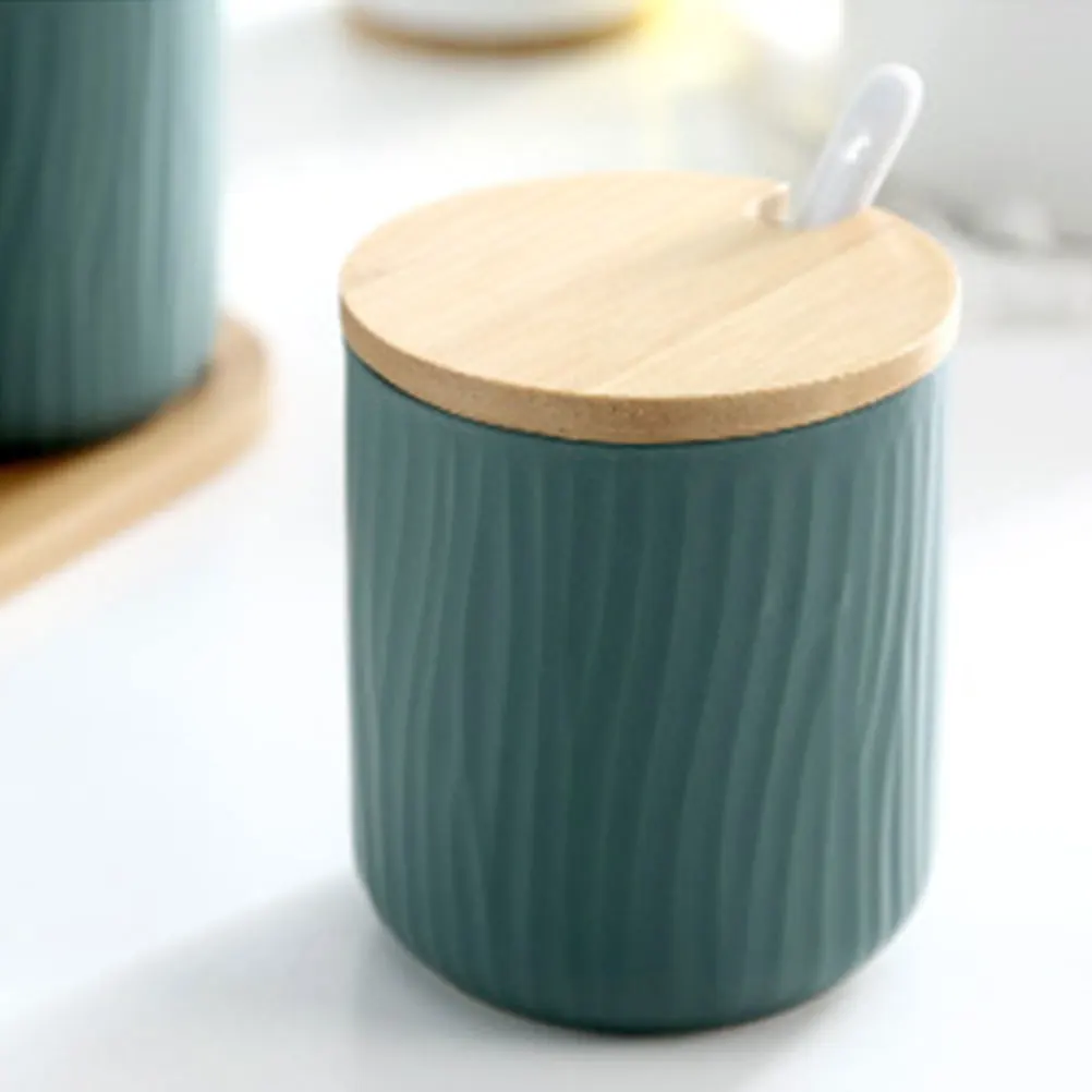 

Kitchen Ceramic Seasoning Box Set Nordic Style 9.5x28.5cm Spice Storage Organizer Removable Compartments