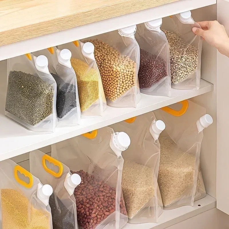 Rice Wheat Storage Bag Transparent Self-supporting Nozzle Bag Food Moisture-proof Bags for Miscellaneous Grain Kitchen Organizer