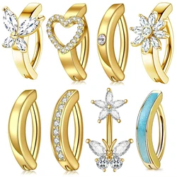 14G Curved Reverse Barbell Clicker Belly Button Rings Stainless Steel Gold Color Reversed Navel Piercing Rings Body Jewelry Gift