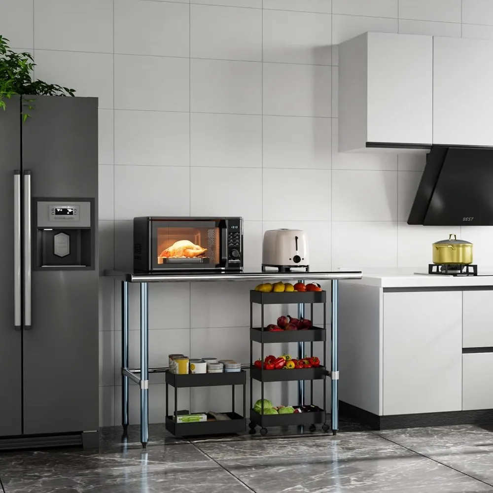 Meja Kerja & Persiapan 48 inci x 30 inci, Dasar Terbuka, Baja Anti Karat untuk Dapur