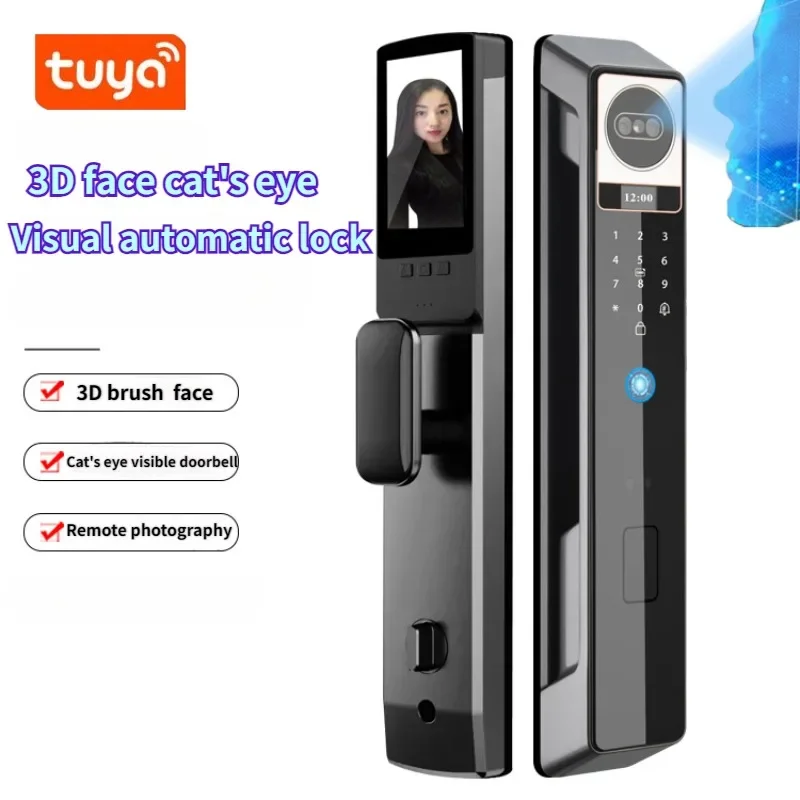 Smart lock with Camera 3D Facial Recognition Electronic Door Lock with Visual Doorbell for Video Surveillance