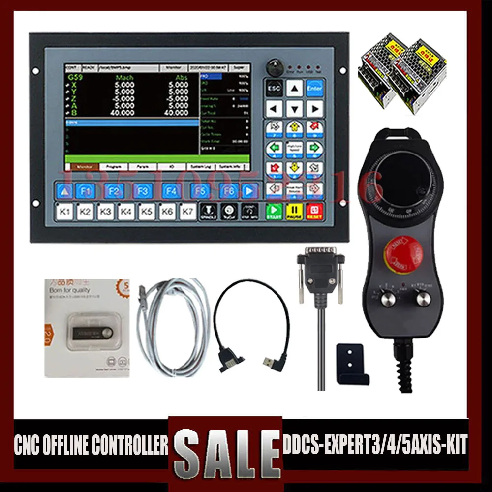 

Cnc Ddcs-expert 3/4/5 Axis Offline Plc Motion Controller Replacement Ddcsv3.1 System With Emergency Stop Flywheel Mpg