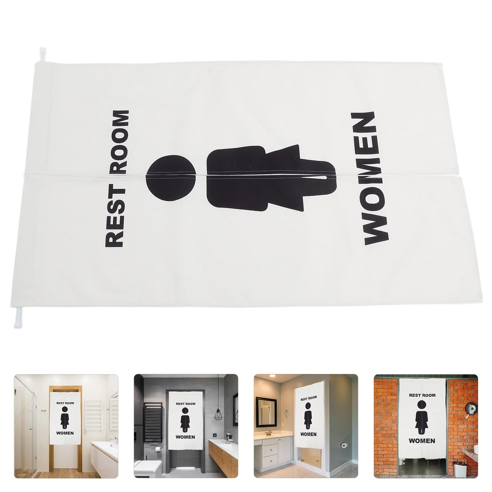 

1Set Toilet Doorway Curtain No-Punch Installation Polyester Fiber Privacy Shielding for Public Restrooms Malls Offices